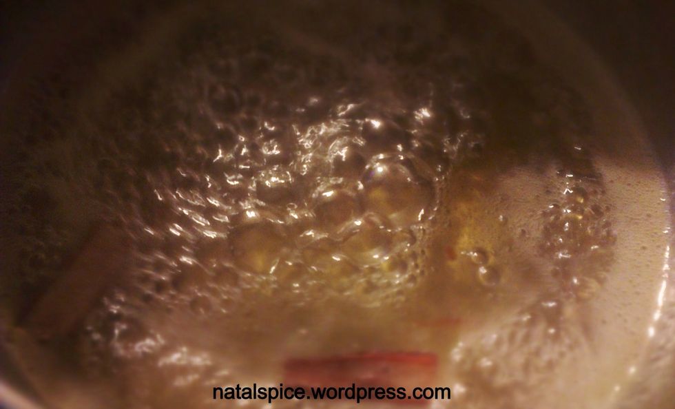 Increase heat and simmer syrup, till it reduces to half it's original volume.Remove from heat, strain into a bowl and leave in fridge to cool, to use later on \ud83d\udd64 Syrup done!\u2714