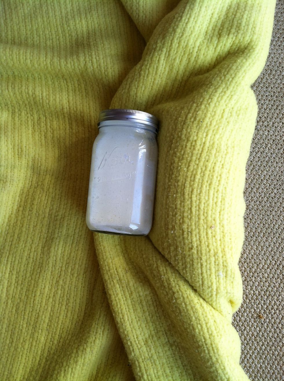 Incubate for 8 hours (I wrap jars in a blanket...)