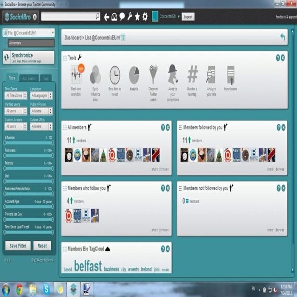 Information and insights about the twitter lists of your choice.  You can also analyze other peoples public lists.