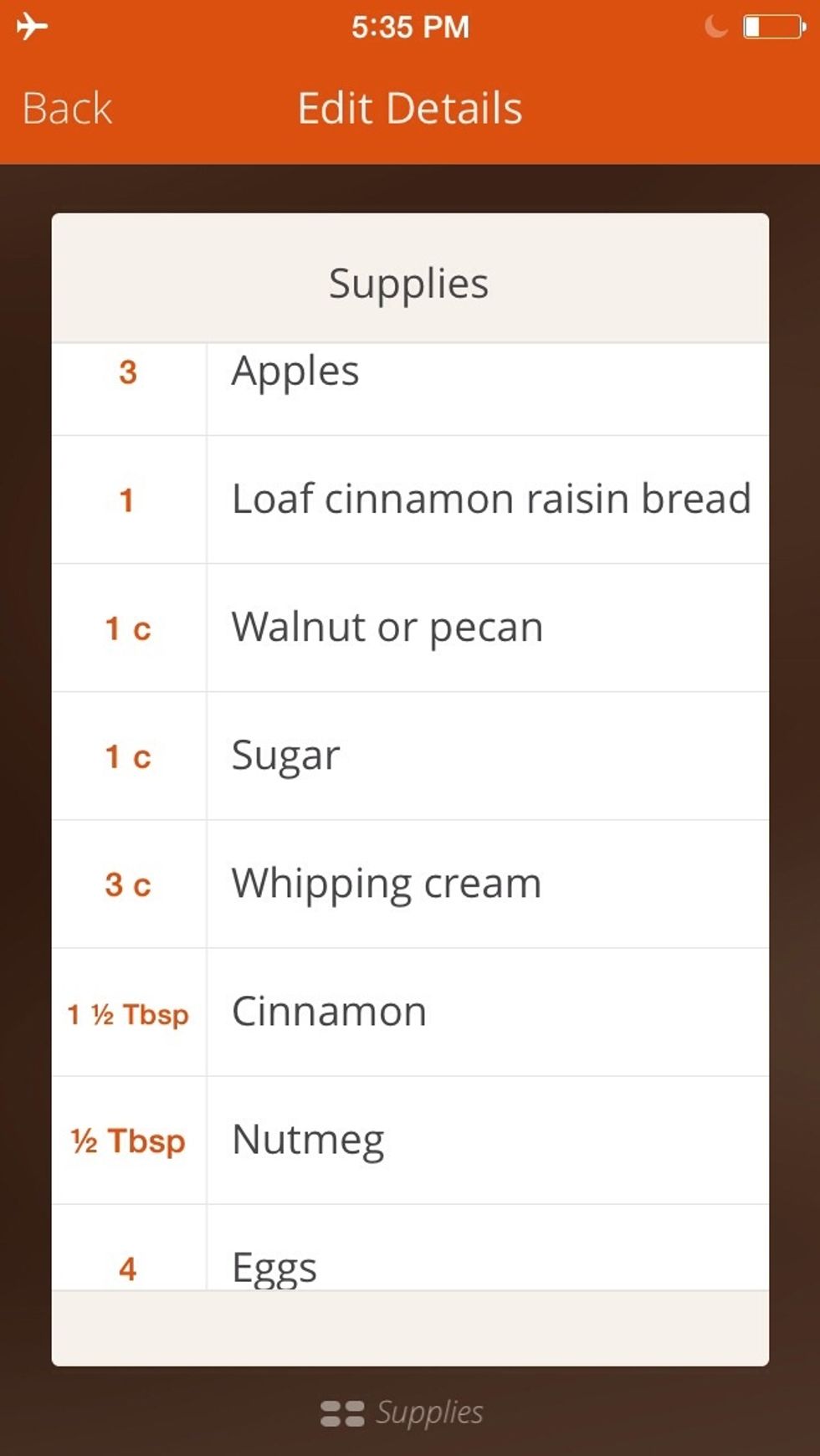Ingredients + 1/4cup butter & 1/2 cup apple sauce.