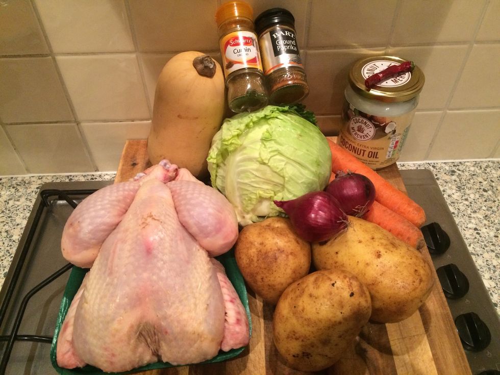 Ingredients!! And turn the oven on to 200c!