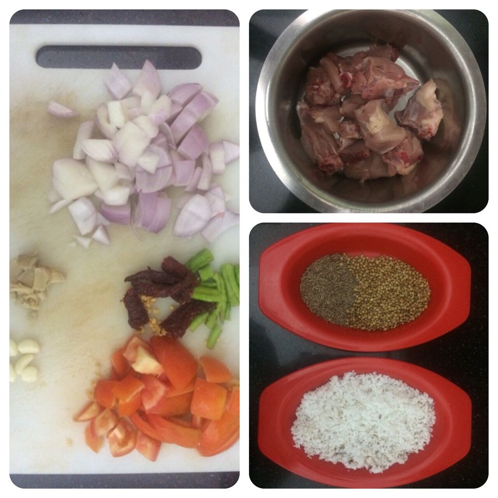 Ingredients - Coriander, Fennel Seed, Onion, Green Chilli, Red Chilli, Ginger, Garlic, Tomato, Chicken