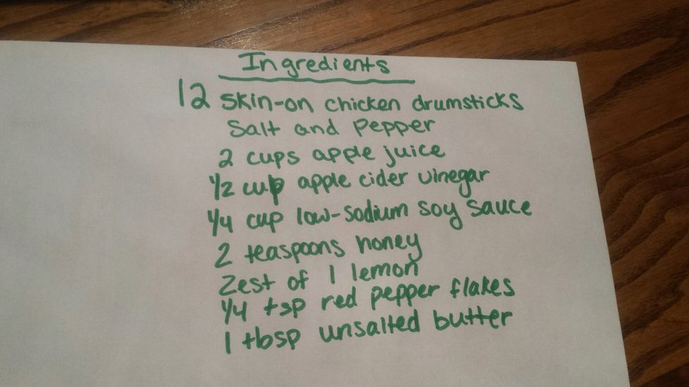 Ingredients for Apple-Honey Drumsticks and sauce
