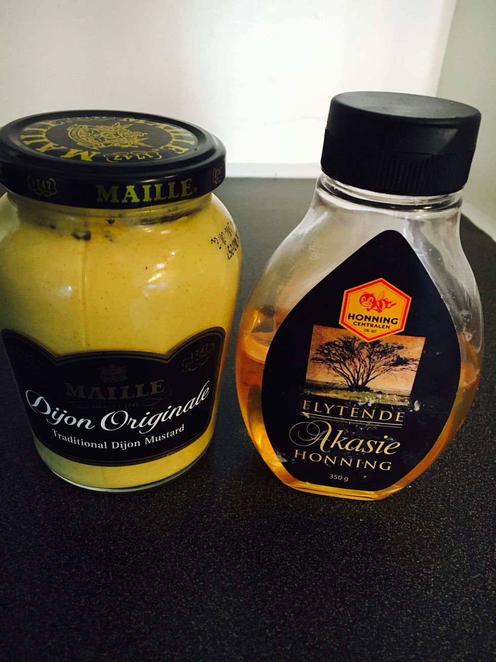 Ingredients for dressing: honey and dijon mustard