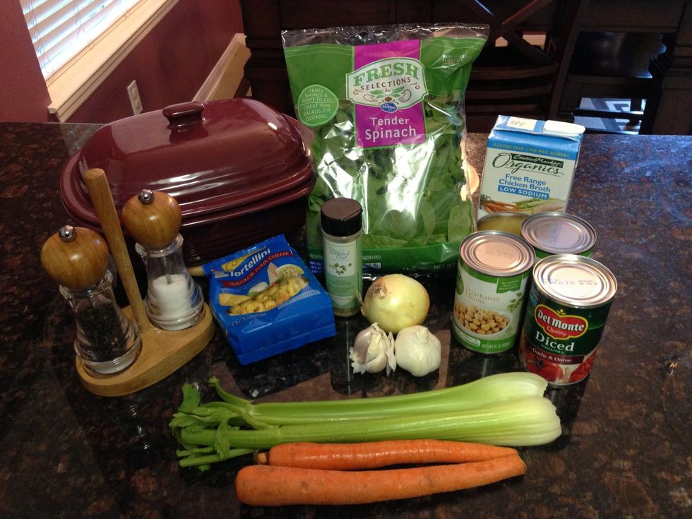 Ingredients for Italian Tortellini & Spinach Soup