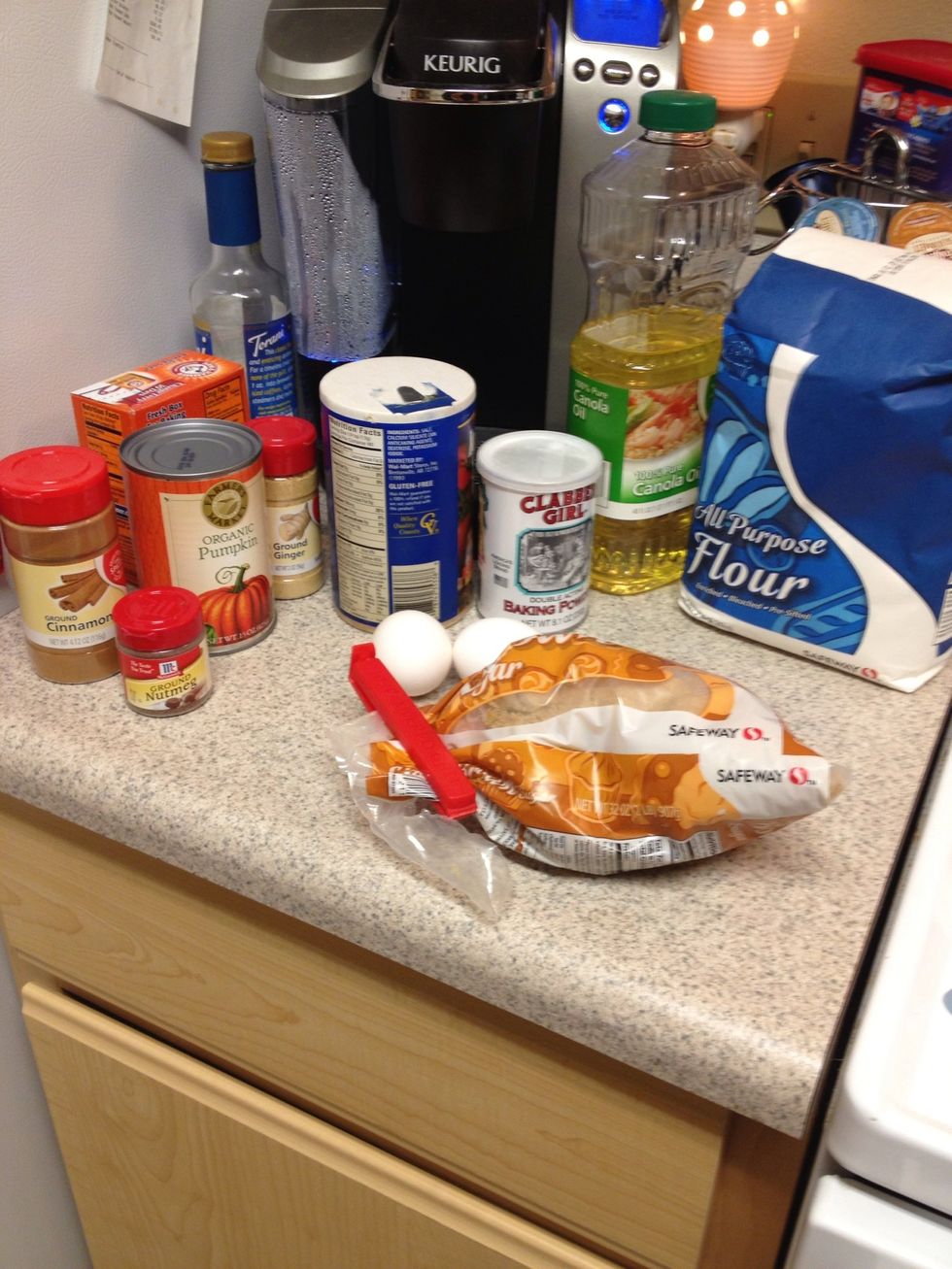 Ingredients for pumpkin batter. I forgot to take a pic of the cheese batter ingredients.