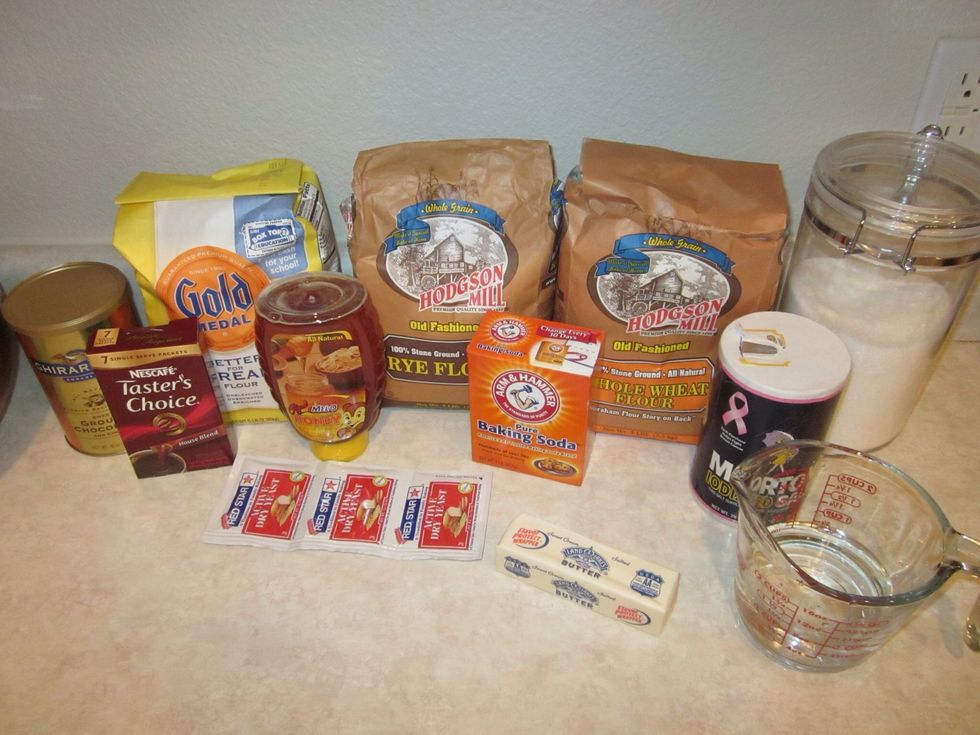 Ingredients. I'm sure you know what it all looks like but I wanted to be cool and take a fancy picture with everything laid out. Then I realized it was all in my way so I had to move it