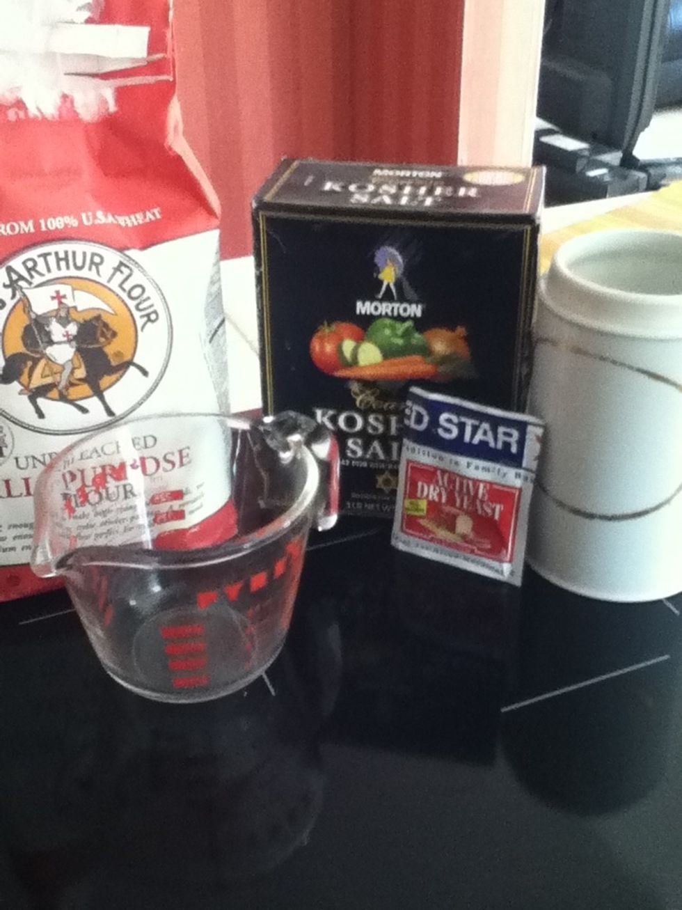 Ingredients. I used kosher salt but it doesn't matter. You can also use other kinds of yeast.