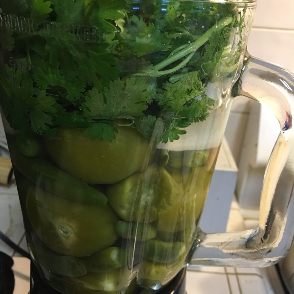 Ingredients in blender, ready to blend.