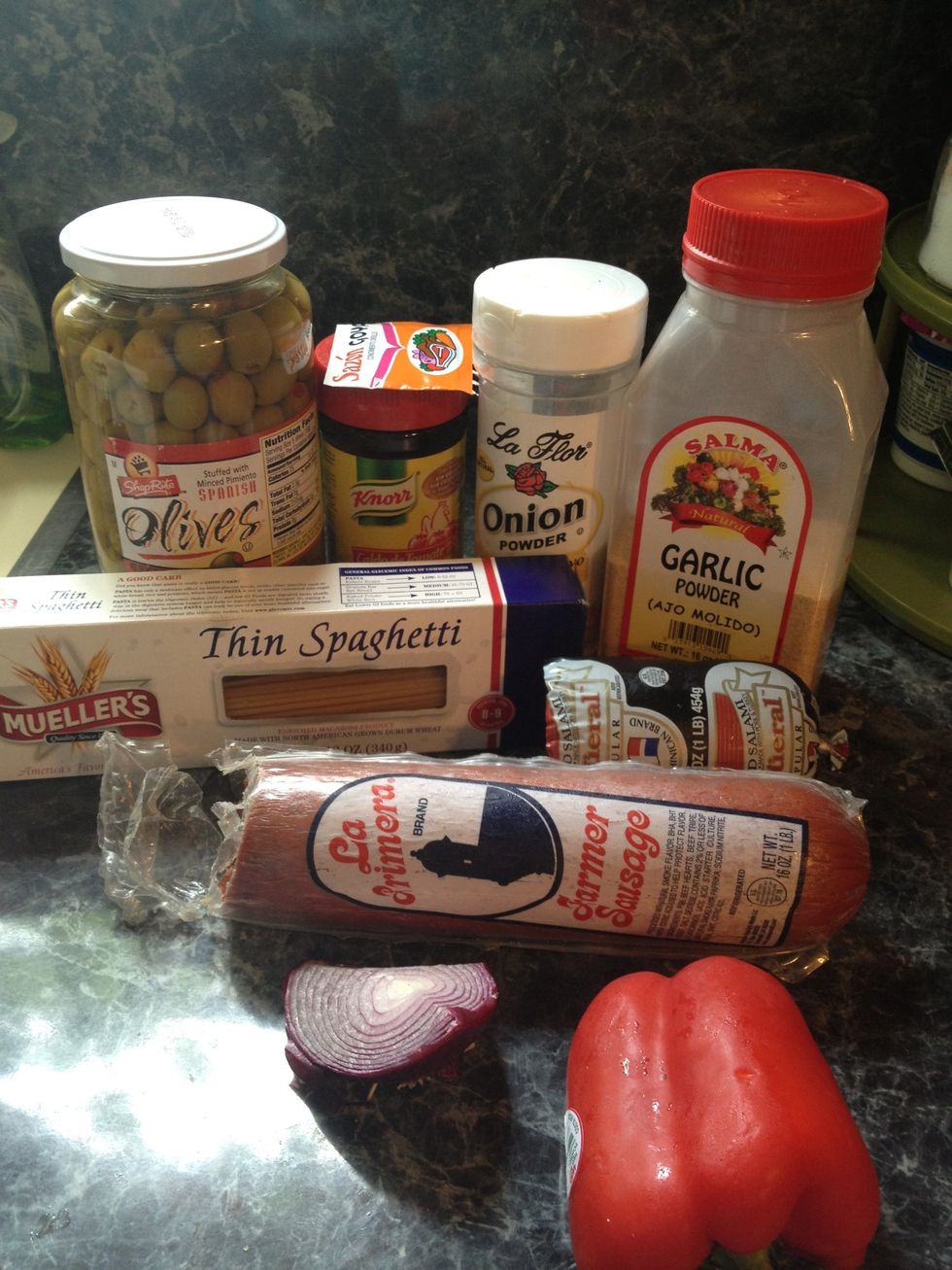 Ingredients, minus the sazon , I don't know how it got In the pic. \ud83d\ude12