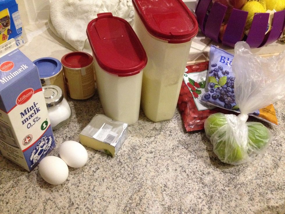 Ingredients needed for the dough