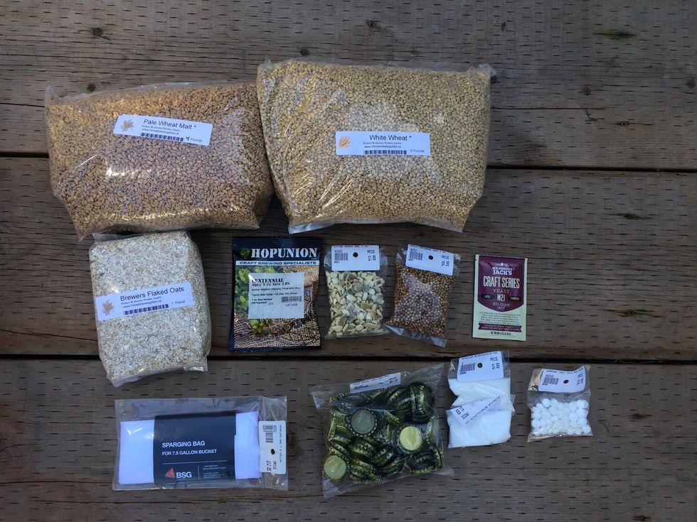 Ingredients - NOTE: grains must be milled before brewing!