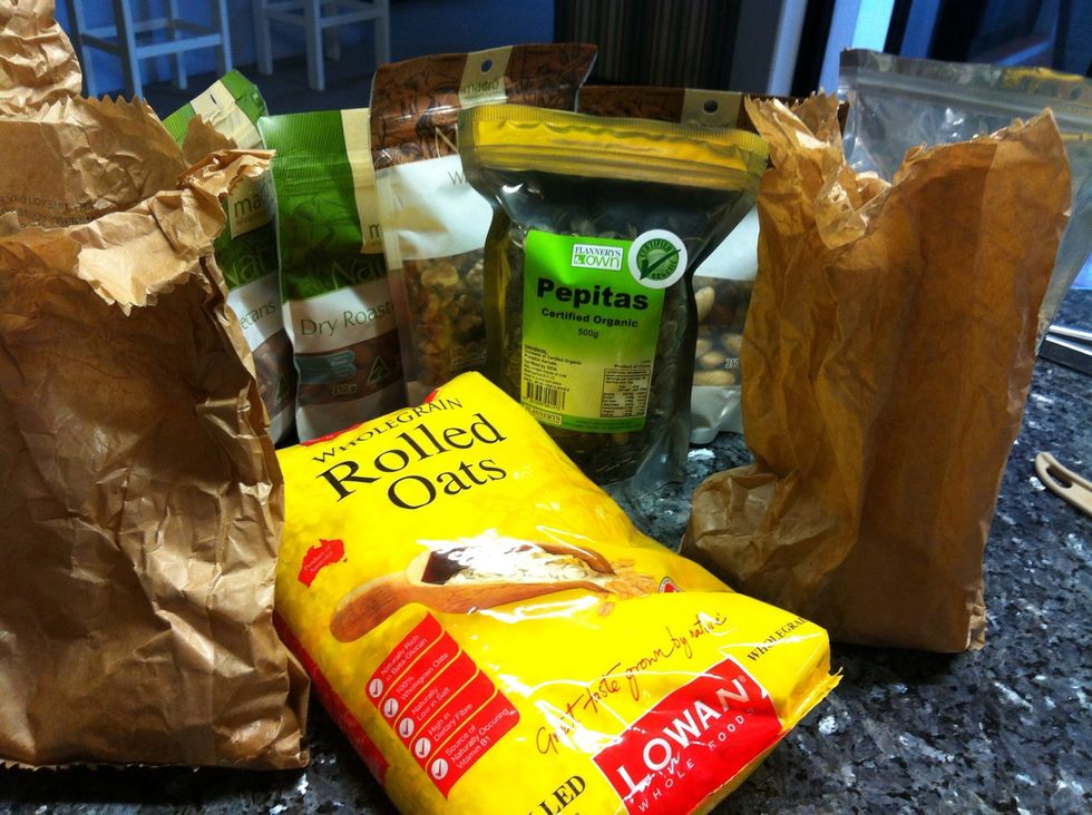 Ingredients selection of nuts and dried fruit feel free to add more dried fruit or different nuts