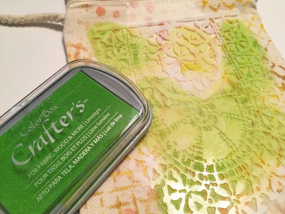 ink more areas with Limelight, overlapping some of the previous inking to blend. move tape if needed to ink areas under it.