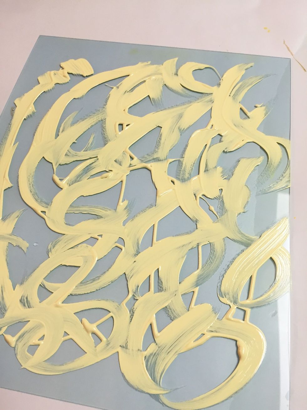 ink swirled over plate.