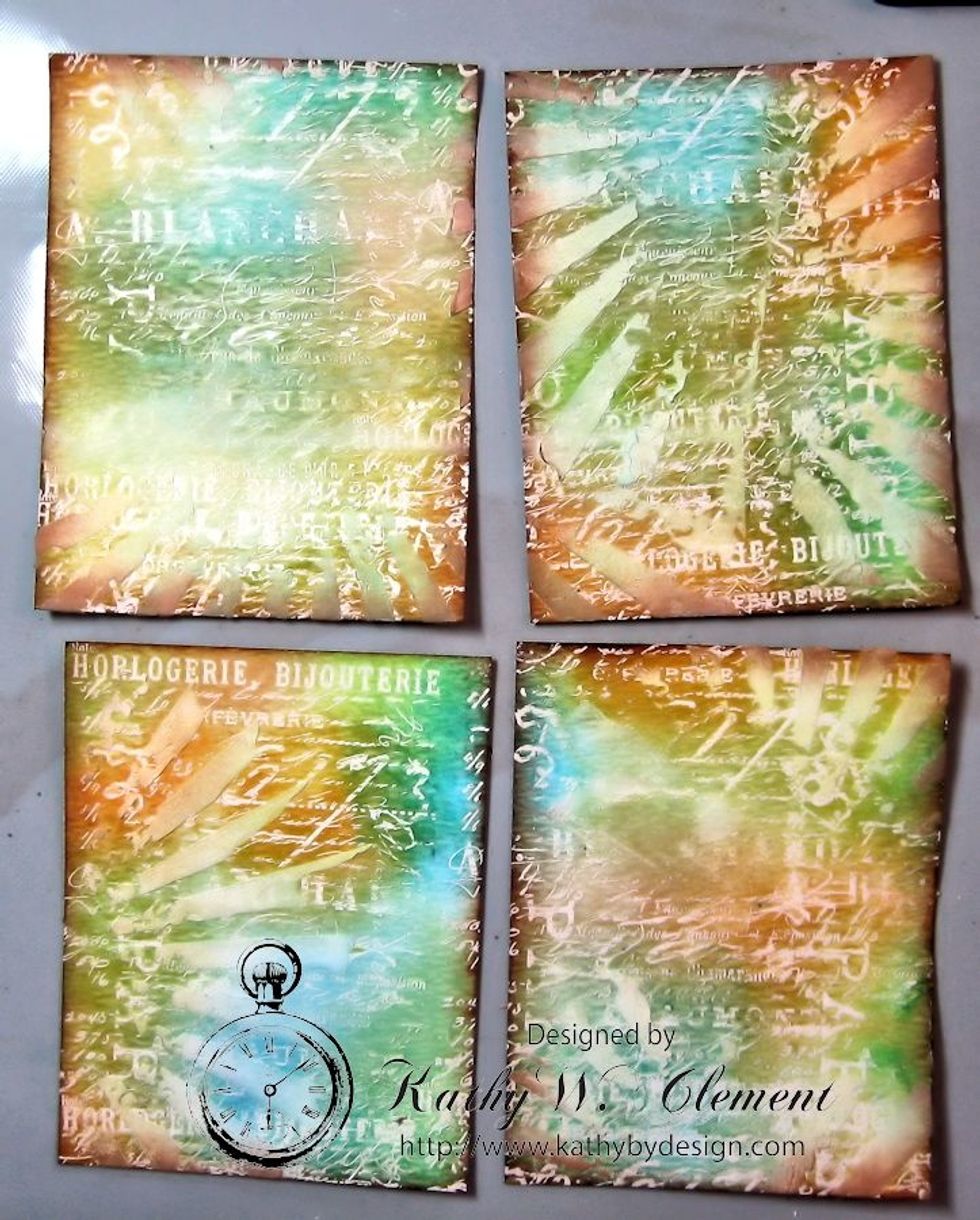 Ink the edges of each rectangle with Vintage Photo Distress Ink to create a border. This also causes the colors to POP of the page.