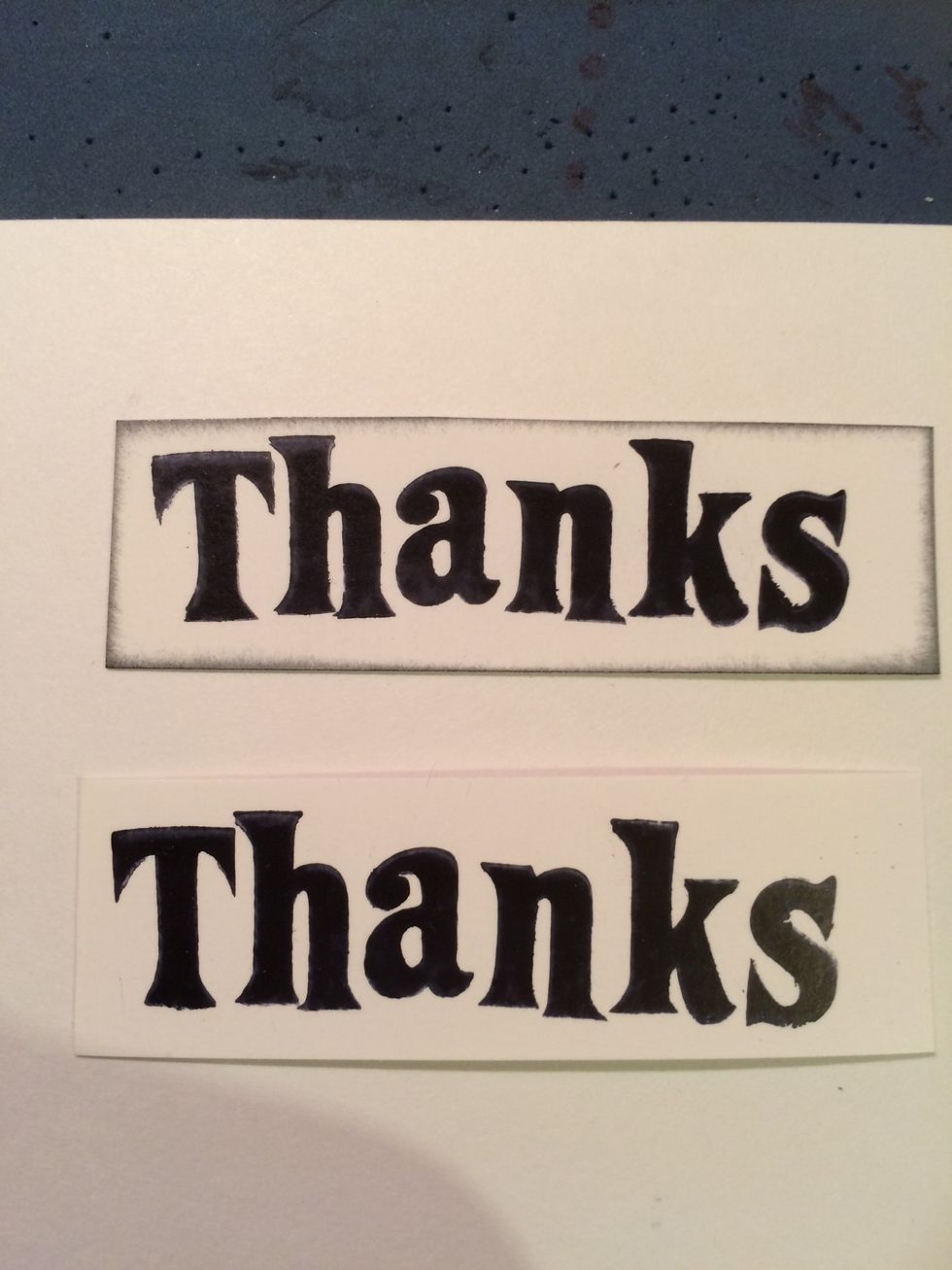 Ink the edges so it will standout on your white card. The top one is inked the bottom one isn't.