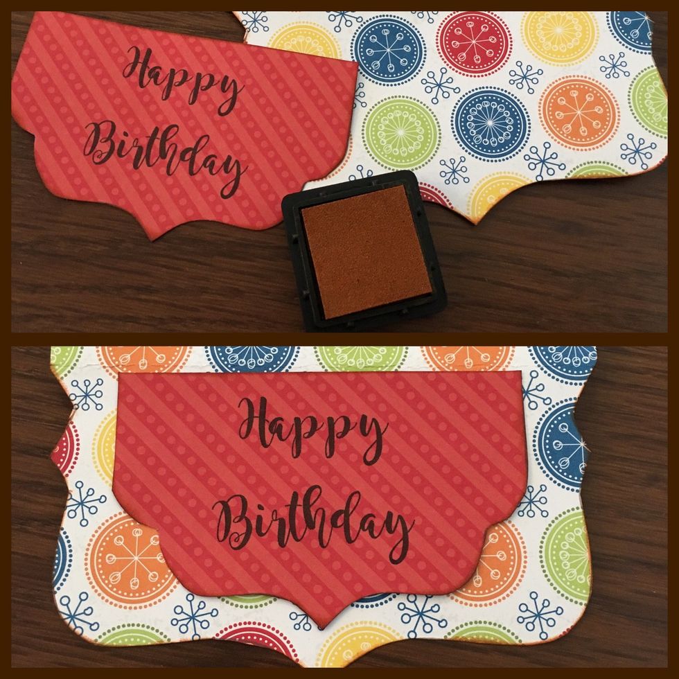 Ink the edges with a light brown ink. I used Tim Holtz Vintage Photo Distress Ink. Glue bracket 1T to bracket 4T. https://lindsay.kiwilaneinstructor.com/store/default/distress-ink.html