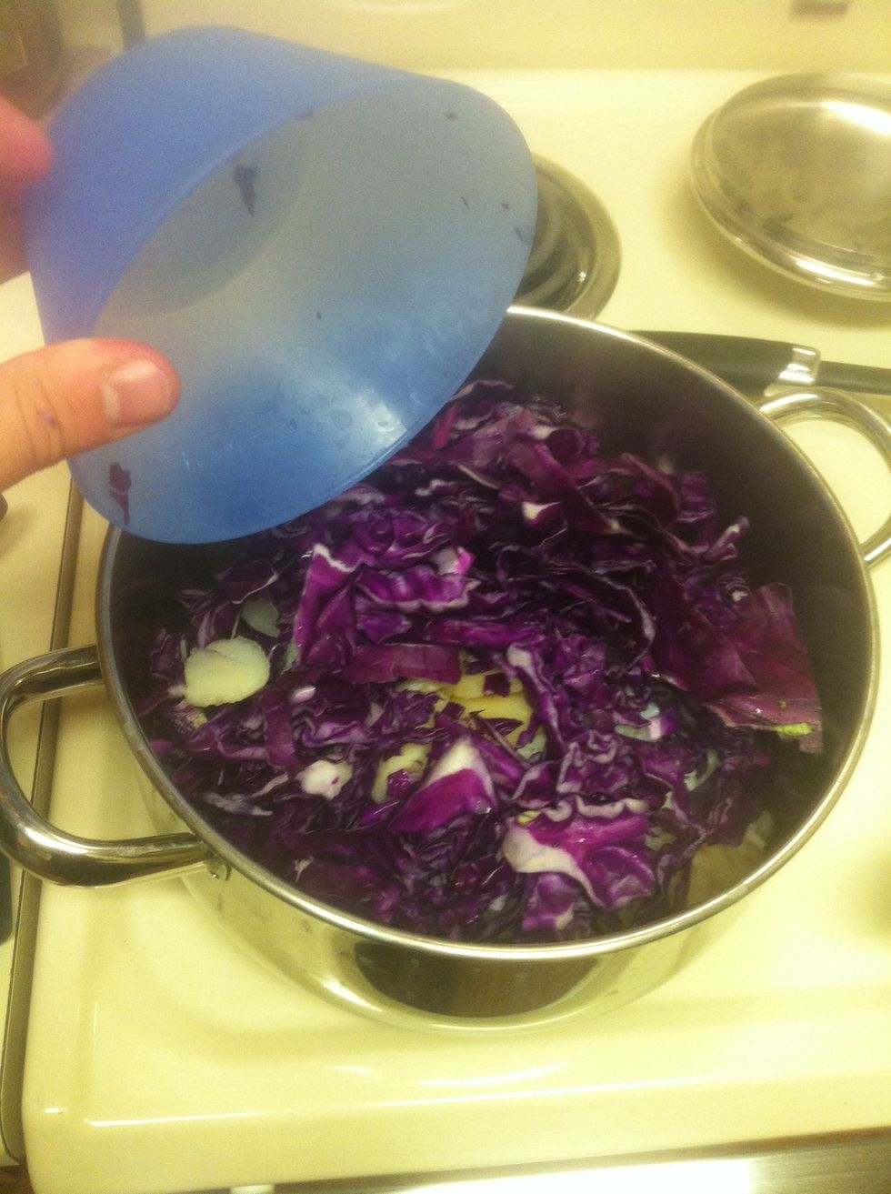 Insert cabbage (not lettuce). The cabbage needs to cook down or it'll be really crunchy. If you like crunchy then leave it out longer.
