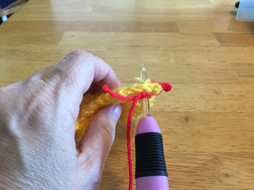 Insert hook and slip stitch