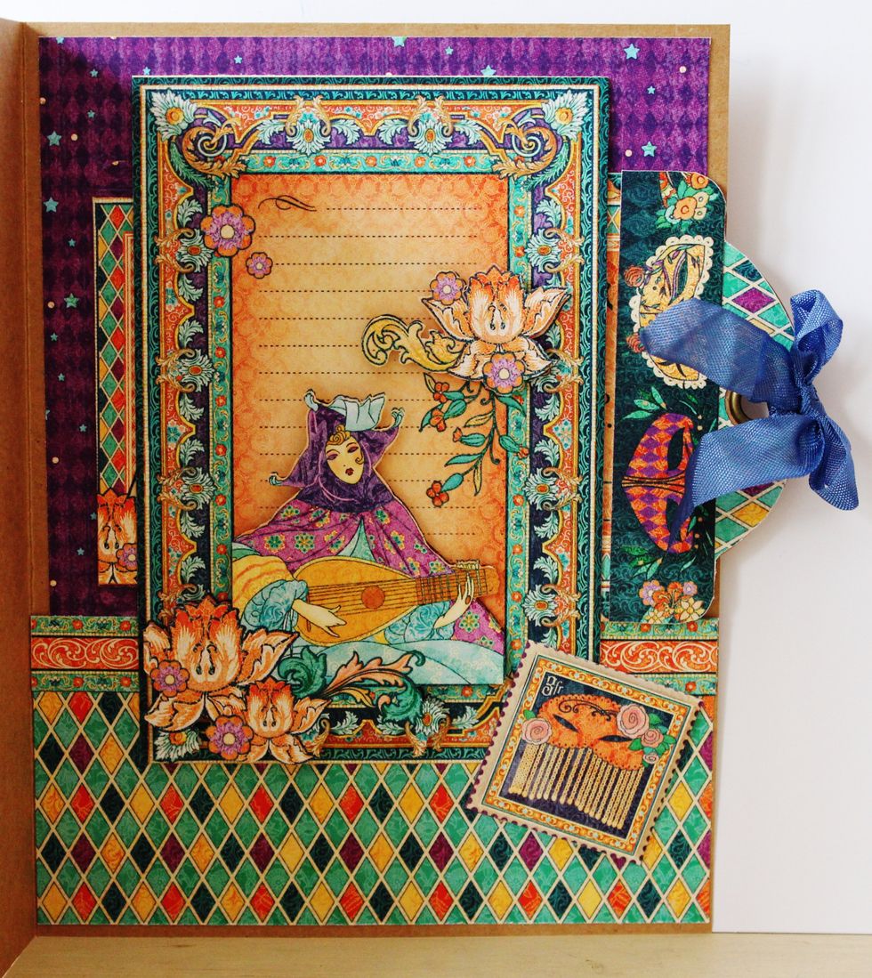 Insert prepared invite tag behind journal piece.