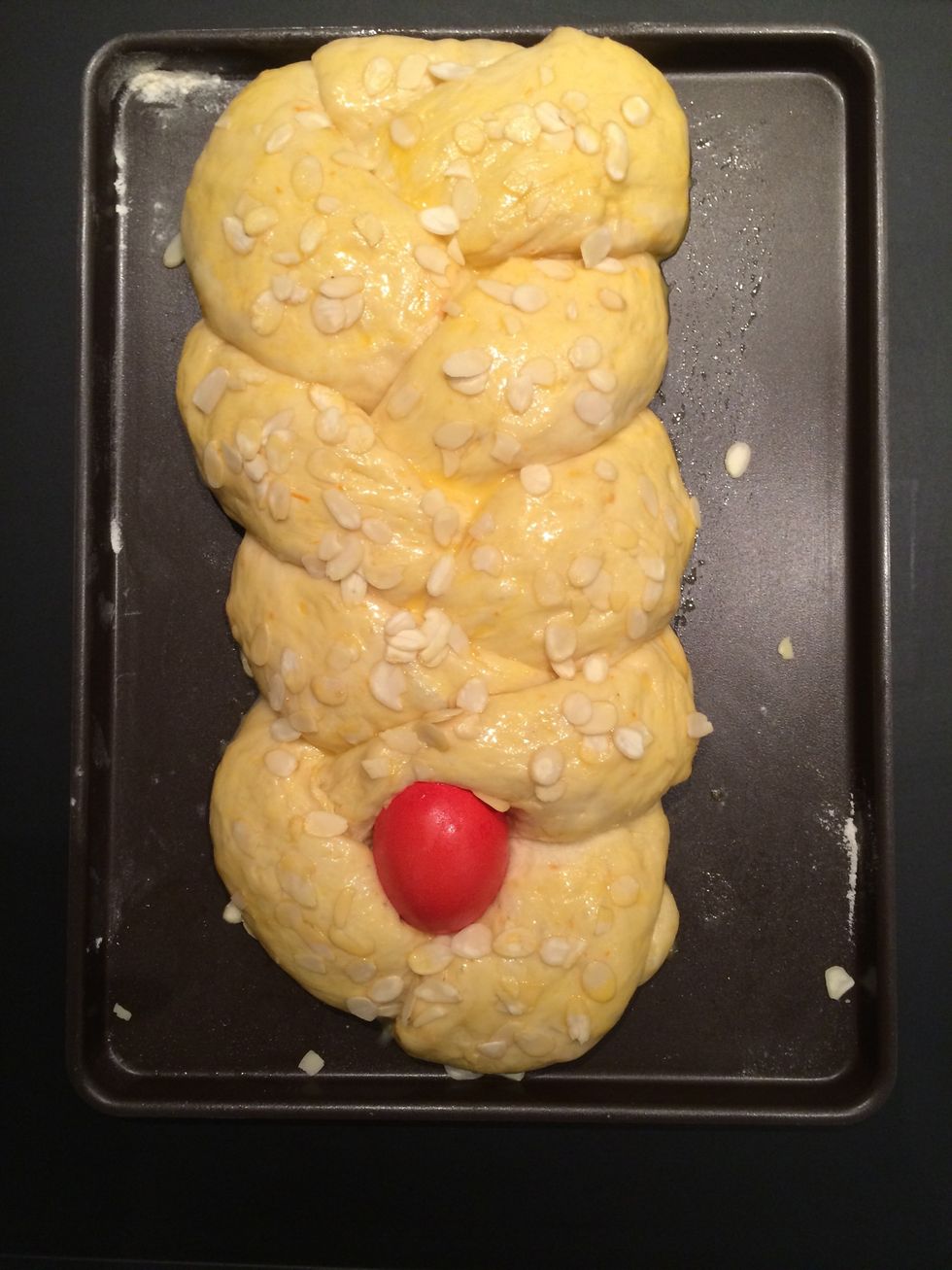 Insert the colored egg. Bake in a preheated oven 170 /30 mins