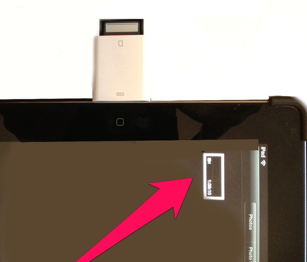 Insert the connector into the iPad. Wait a few seconds and the video file will appear. Select the file and click import. Note: Files should be m4v or mp4 files. .mov files will not play on the iPad.
