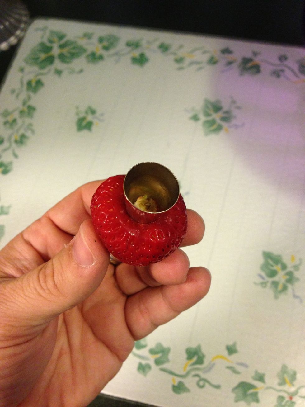 Insert the piping bag tip straight down around the stem.