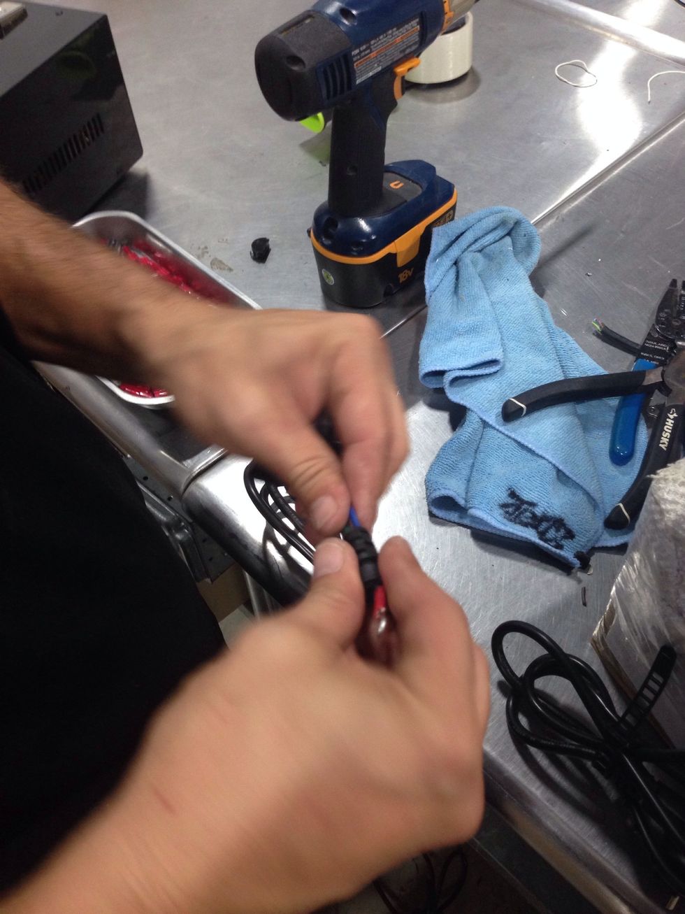 Insert the wires into the tension relief