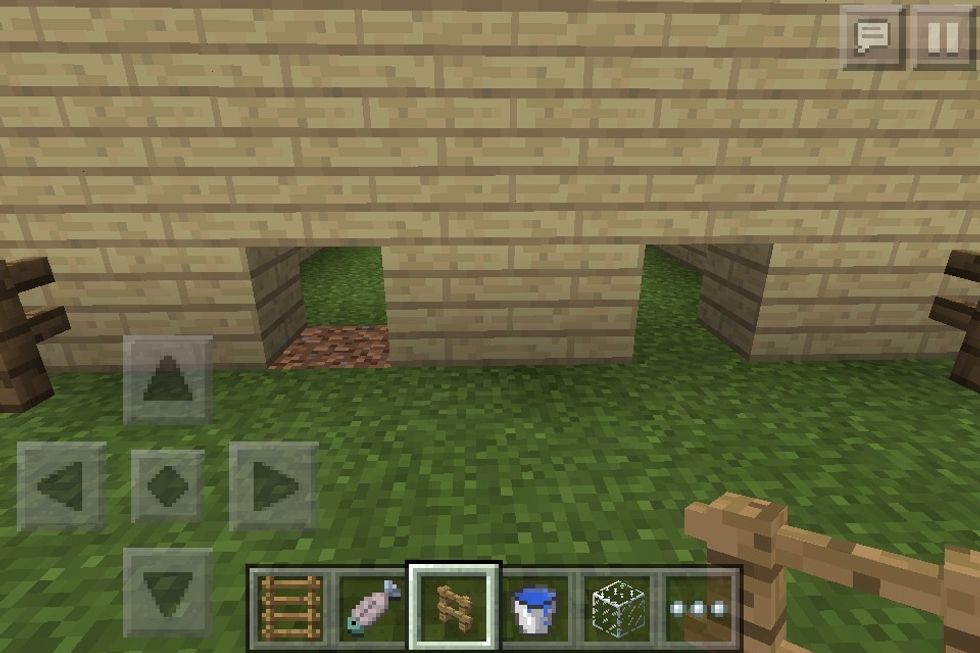 Inside the gating make two holes for the chickens to go threw