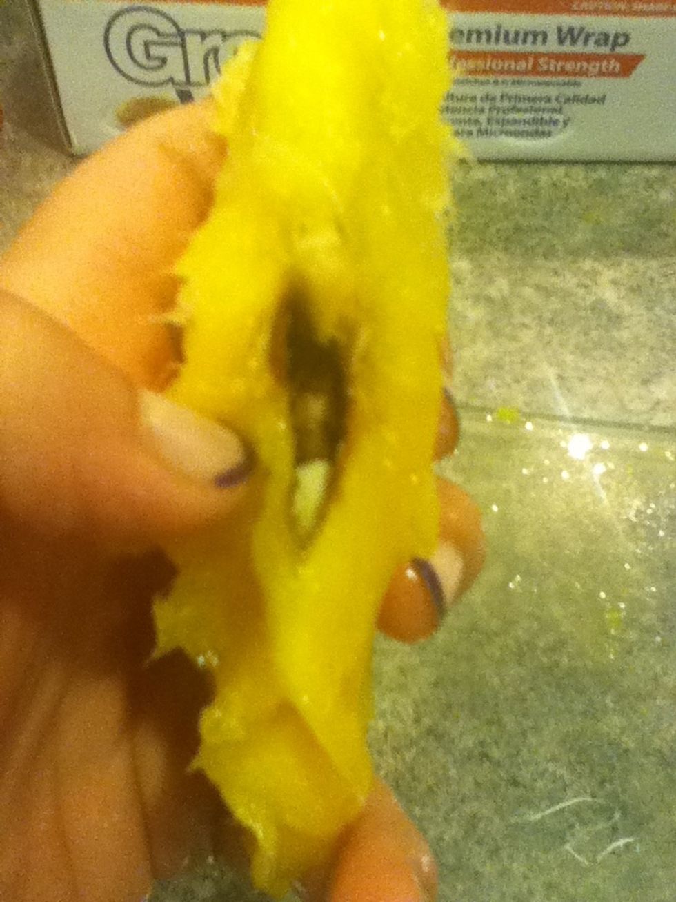 Inside this slit is the seed