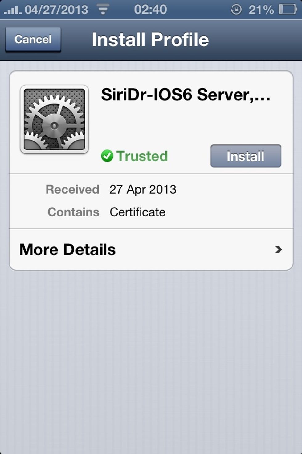 Install the certificate