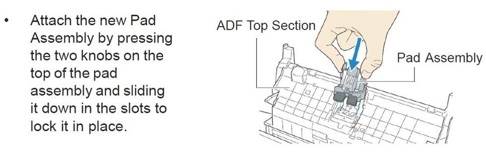 Install the new pad assembly as shown here.