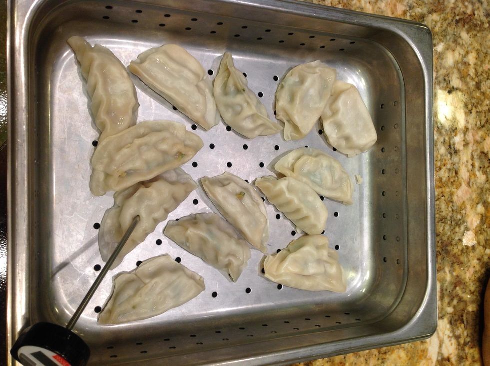 Instead, preheat Combi at 212F (100C) steam. Place dumplings in a perforated pan. Spray dumplings with some water. Cook for 8 minutes uncovered.