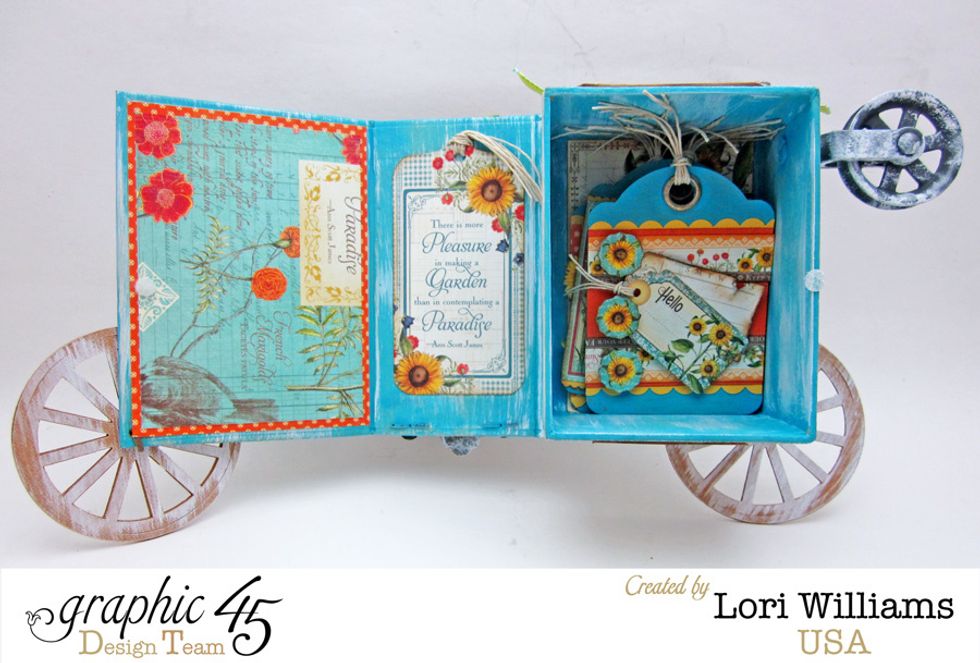 Interior view of the box/cart holding the mini tags.