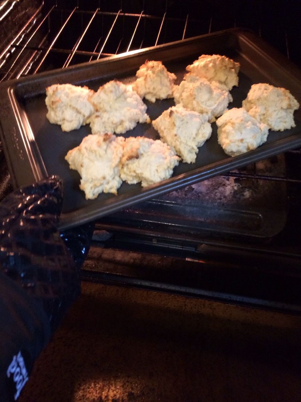 Into the oven at 450 till set and brown.