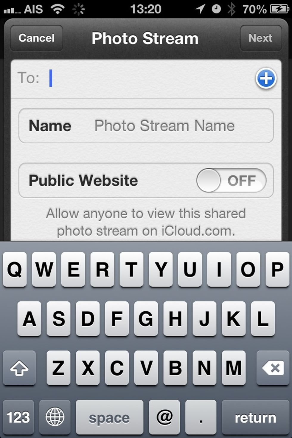 invite friends, create album name, public website.