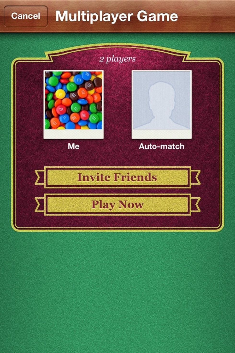 Invite or hit Play for an auto-match. I'm the game-finder of my "group", and I just found this app, so no friends now.