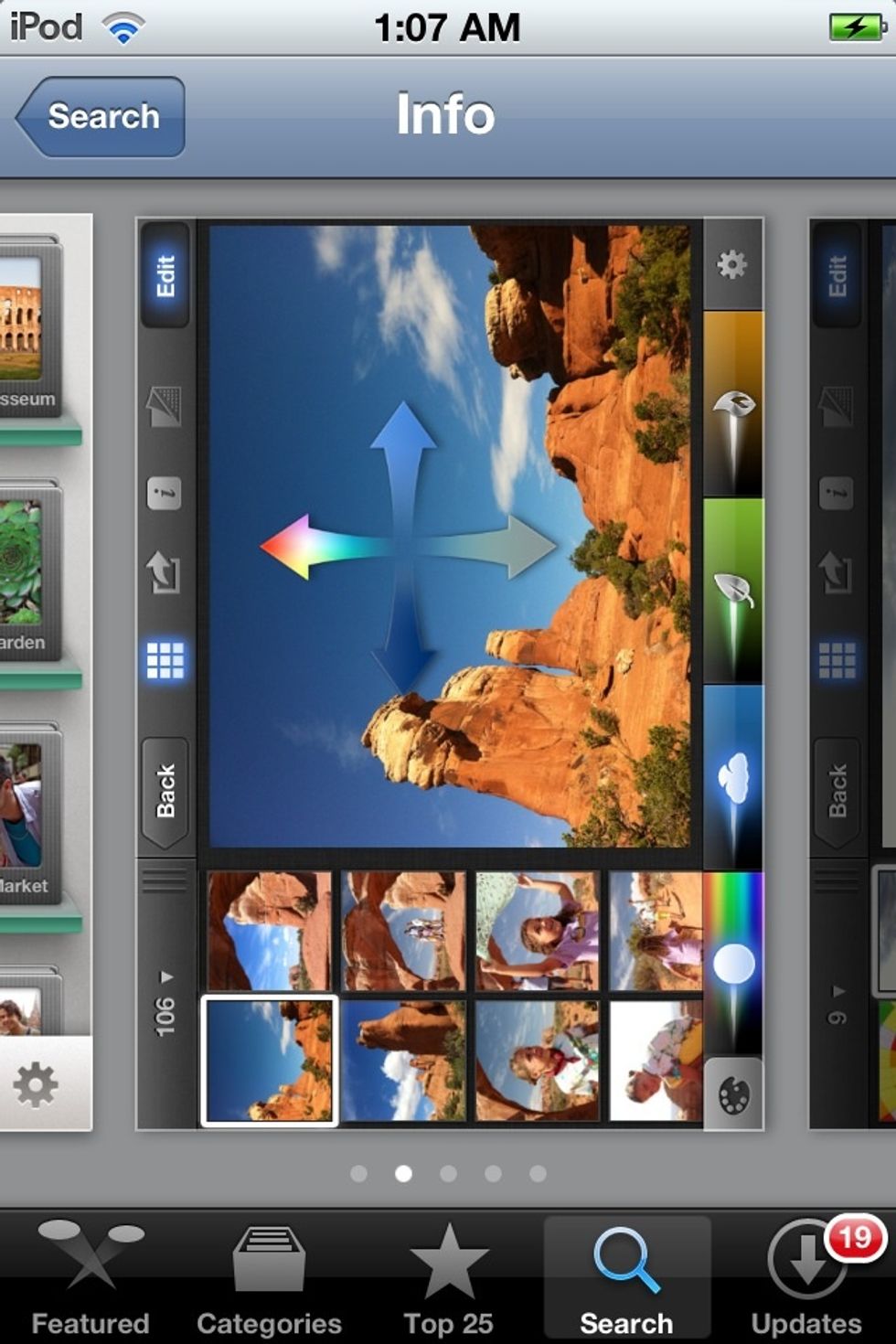 IPHOTO  is a photo editing app for IOS. It is good for basic photo editing. (I now use the SNAPSEED app)