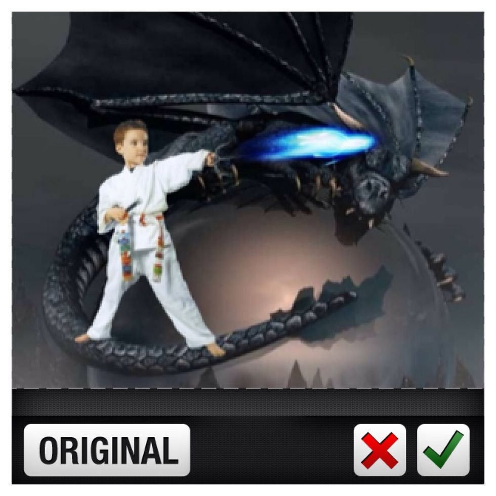 It edits your picture to a square. So position your photo how you want it within the square and tap the green check.