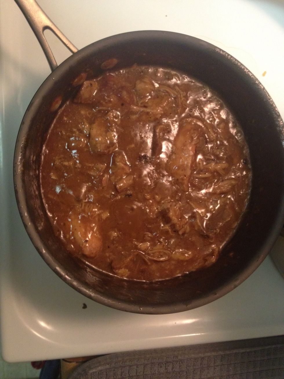 It has been 15 minutes and the pork is warmed and ready to plate.