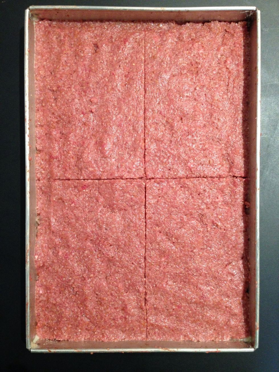 It has to be cut like you would cut cooked brownies. Here are series of fotos how I would do it