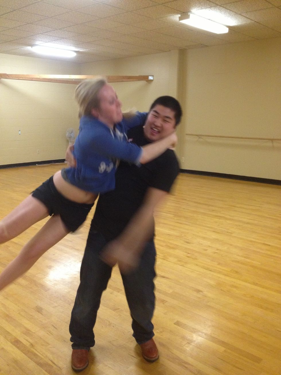 It helps if the girl. Kicks also to help with momentum also.