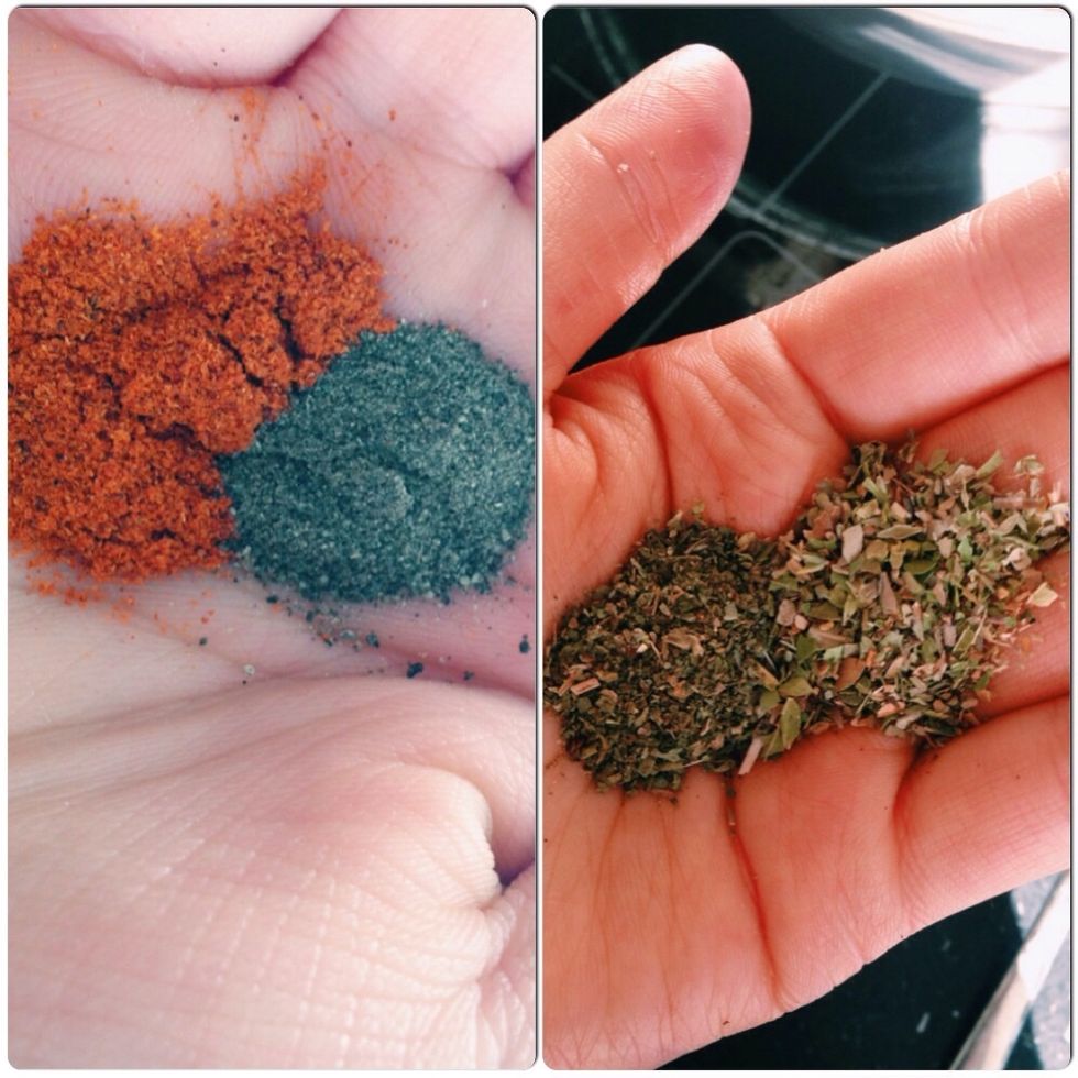 It is a spicy time finally! I suggest to measure spices in your palm as I'm sure you don't want to spoil your perfect borsch with a kilo of pepper.  So add pepper, ground paprika, oregano, marjoram.