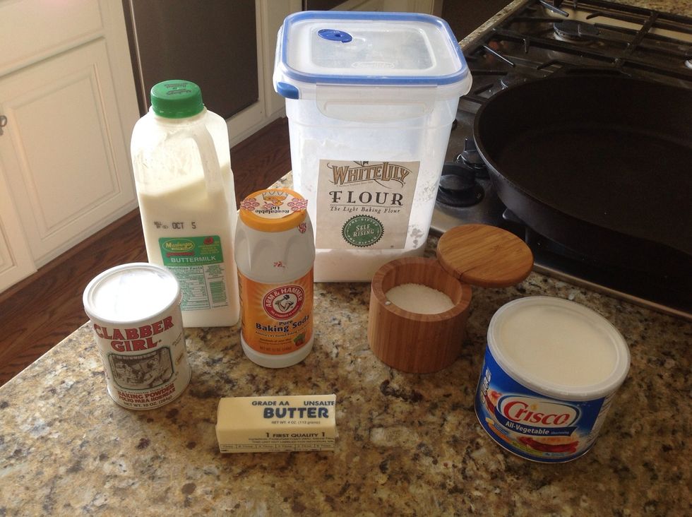 It is important to have all your ingredients ready to go. I measure out my buttermilk and keep it in the fridge till I'm ready to use it and the butter. Keep all dry ingredients out.