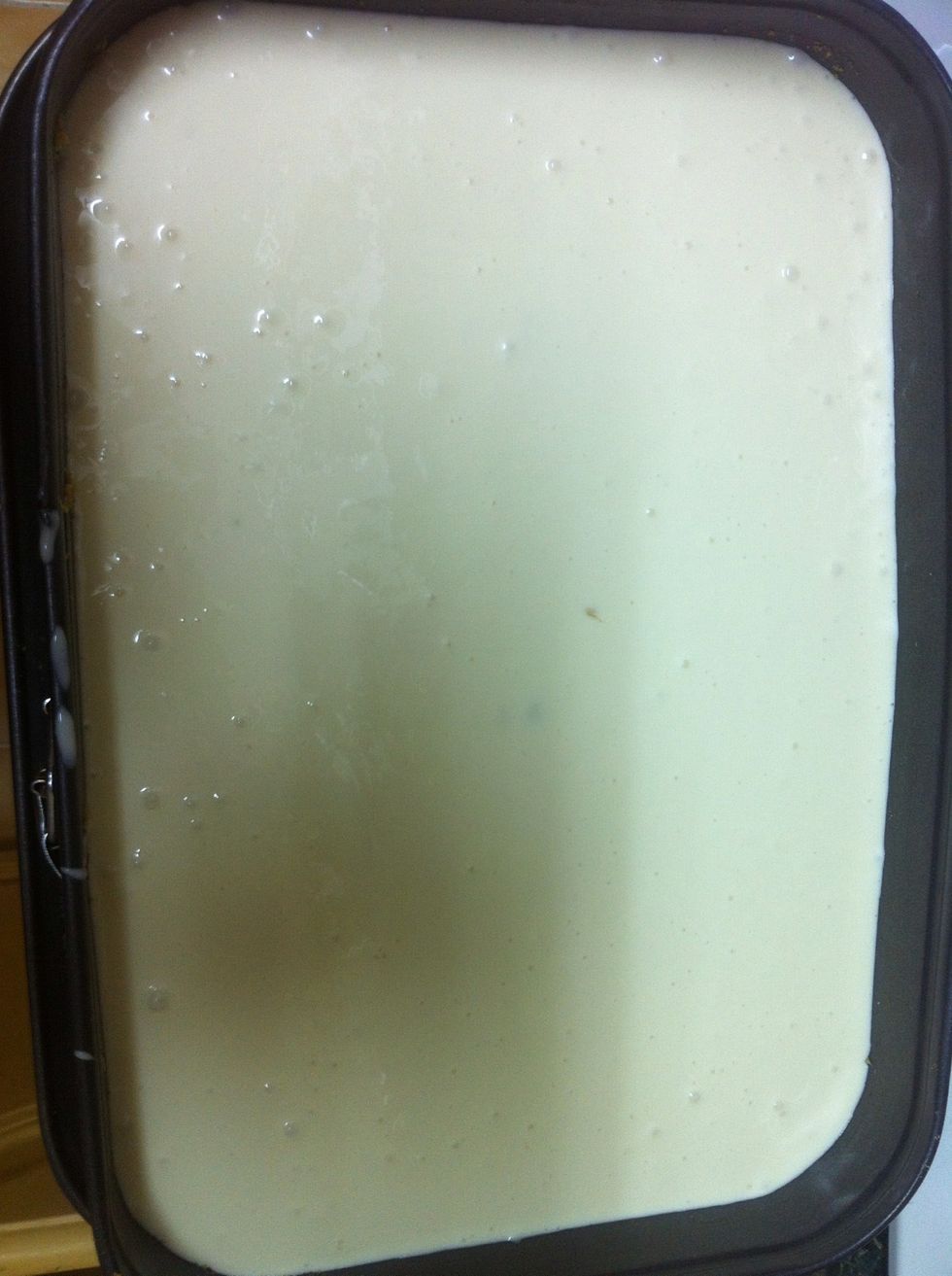 it is time to get the biscuit out of the fridge add the second layer and into the fridge again