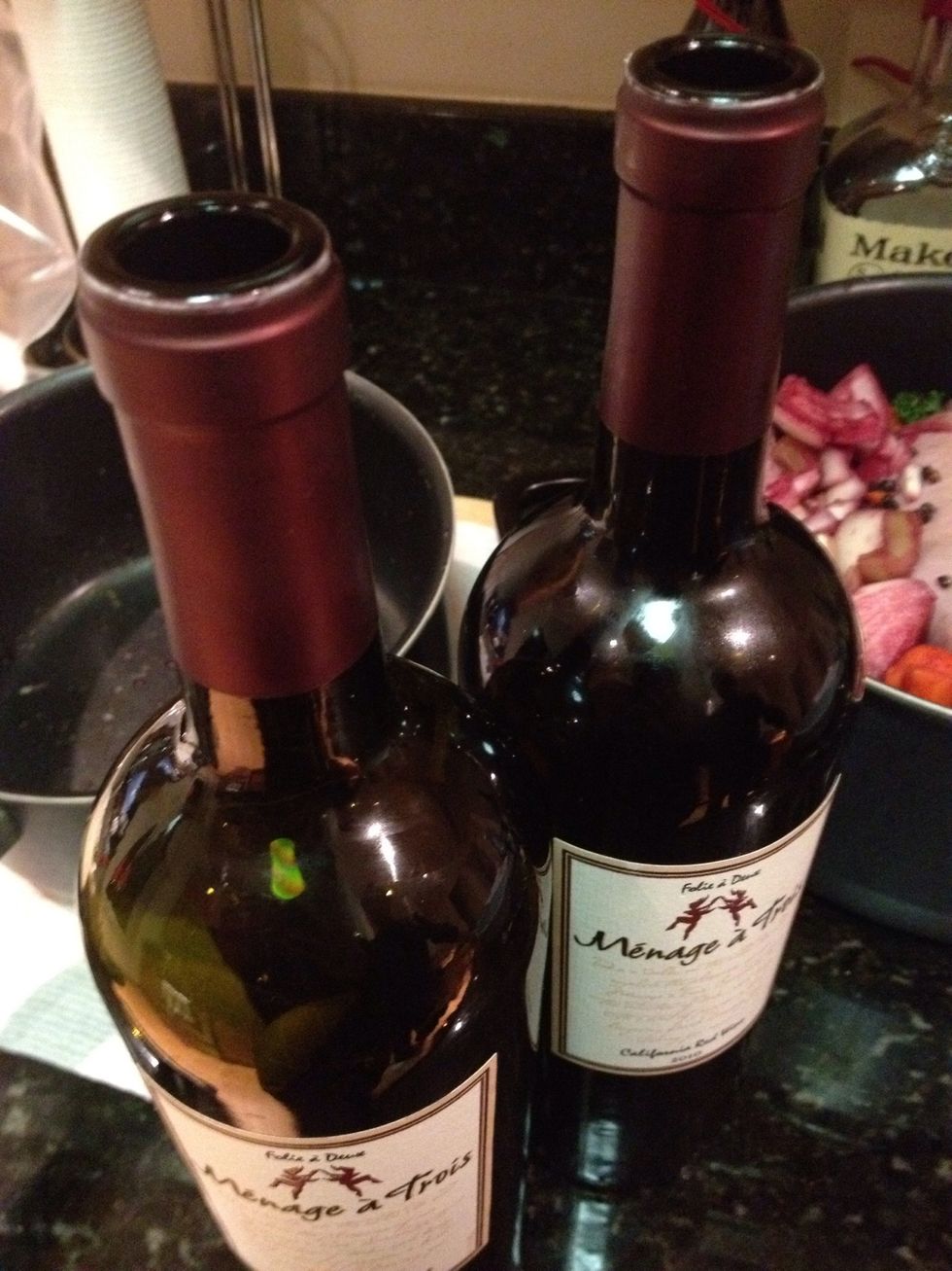 It isn't quite covered so I'm bringing in a second bottle of red wine.