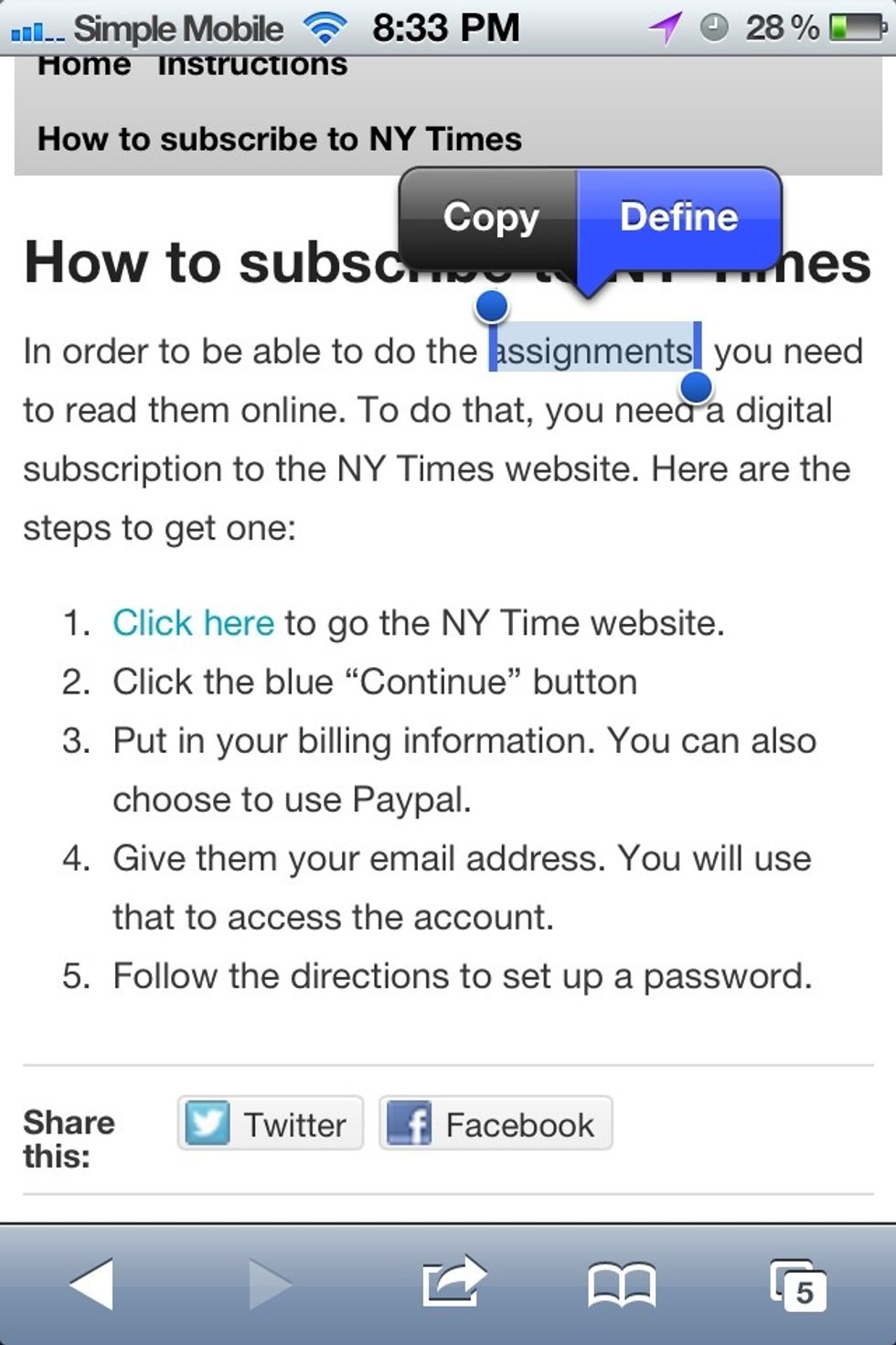 It'll give you two options. Press the define button.