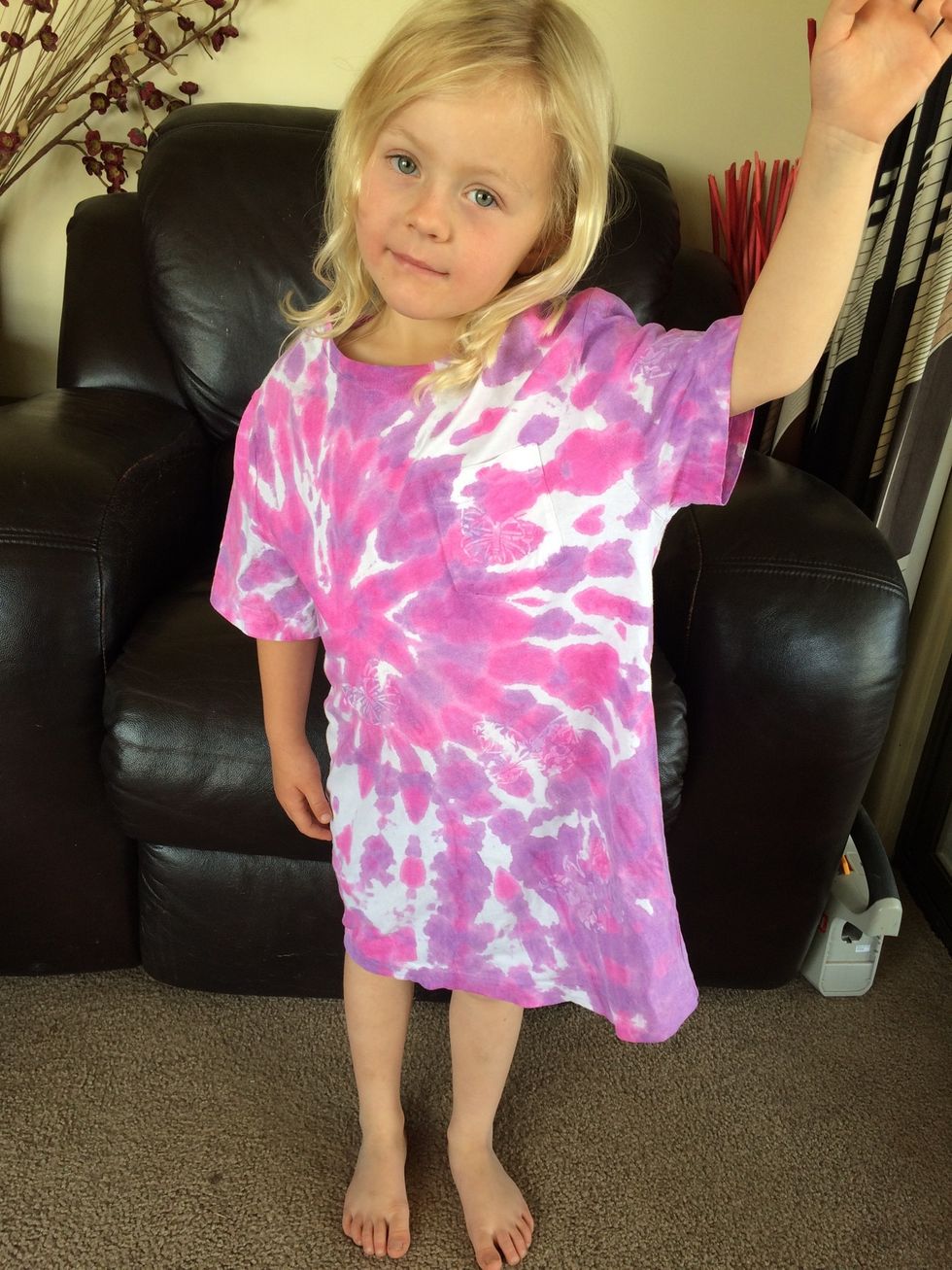 It'll make a good nighty and pink and purple tie dye romps all over white.