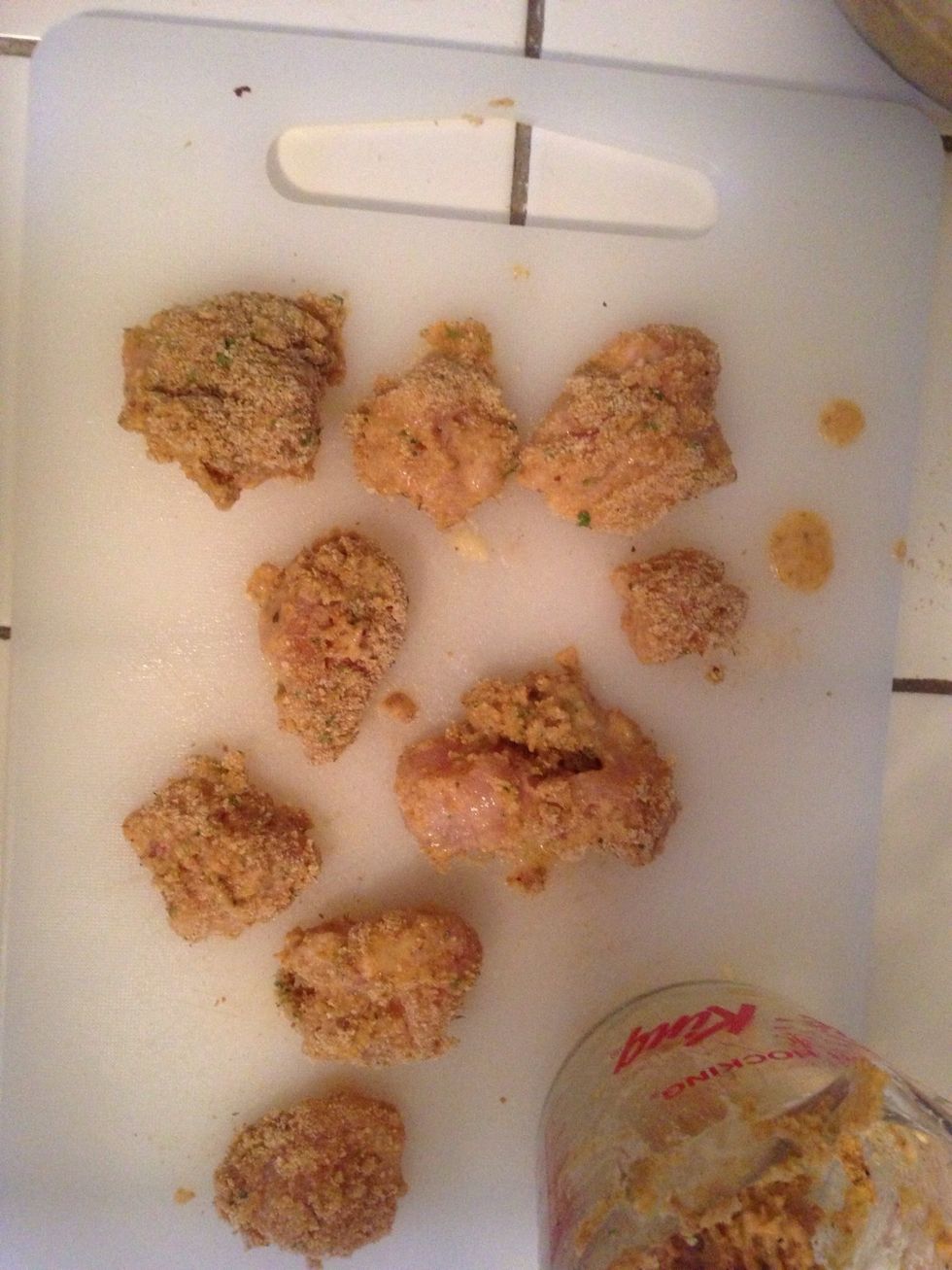 It makes a speedy process if you bread some while others are frying. One person assembly line yeah!